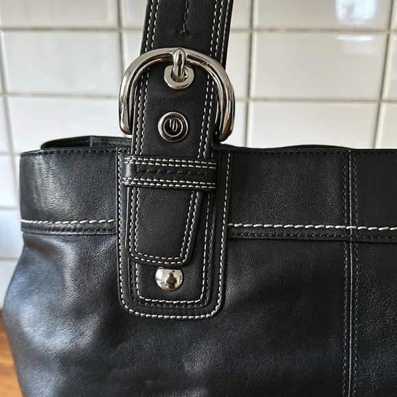 Coach Soho Black Pleated Leather Satchel - Picture 5 of 16